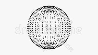 屈体式循环旋转球体动画循环.. 白色背景上的黑点。